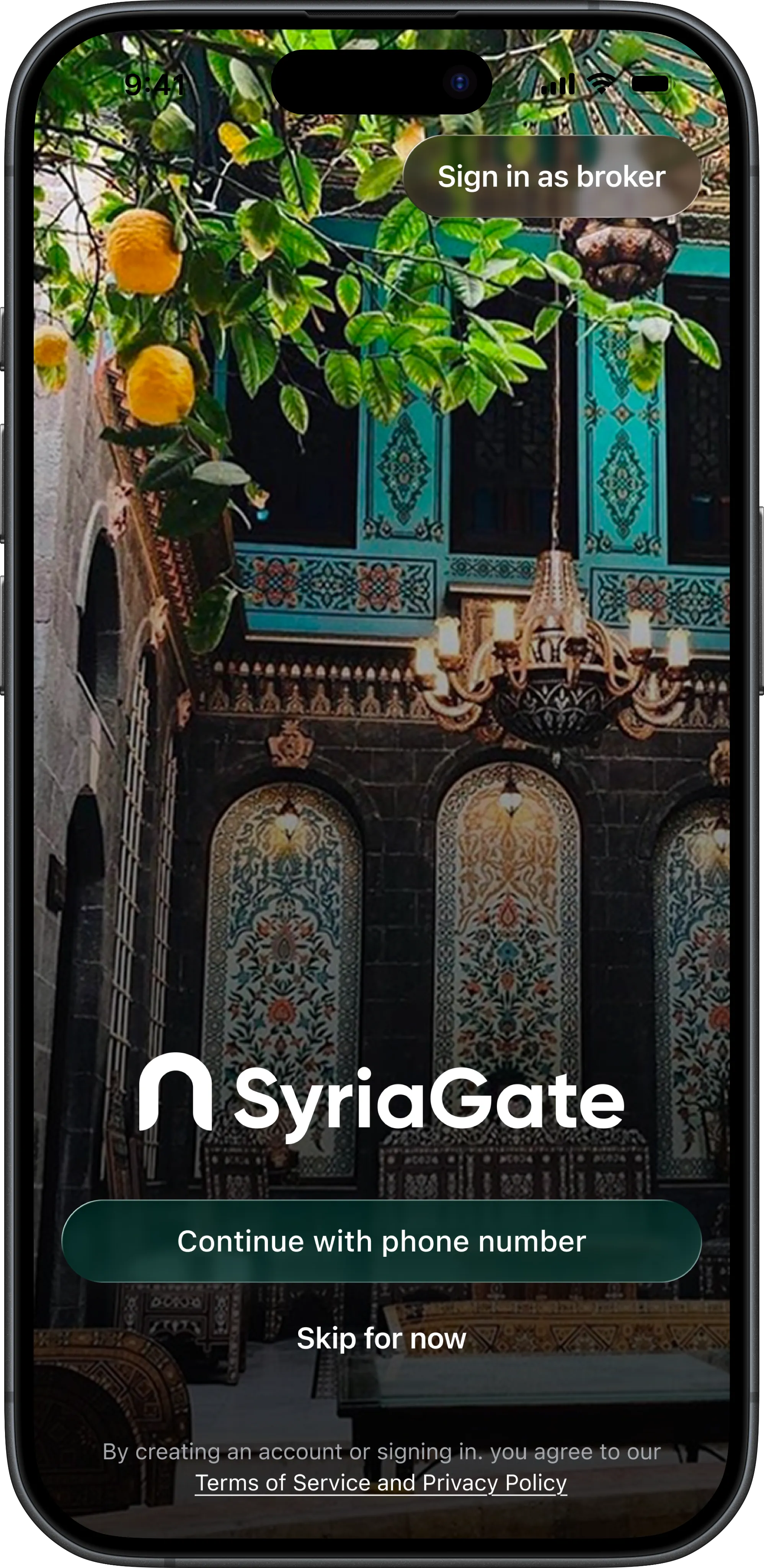 SyriaGate App - Sign in